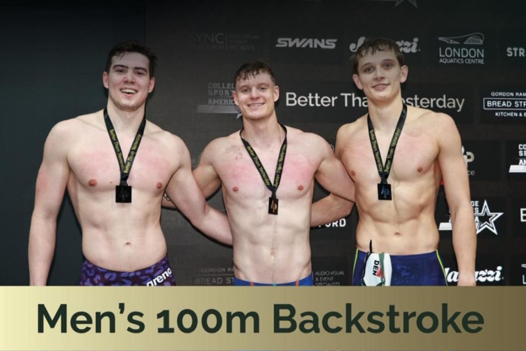 Vyhlášení vítězů AP Race London 2026 - 100m znak - stříbrný plavec Jakub Jan Krischke